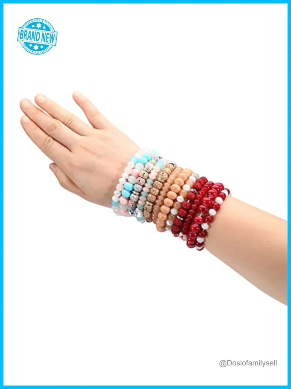 Bohemian Stretch Multilayer Beaded Bracelet Set with Charm